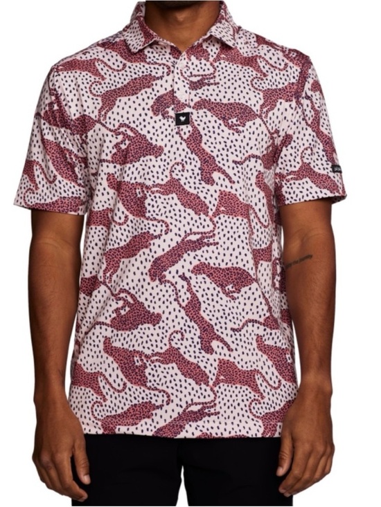 Bad Birdie Other - Bad Birdie Sahara Golf Polo Shirt Mens XL Cheetah Print Performance Stretch SPF
